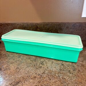 Tupperware Vintage Jadite Green Produce Thin-stor Celery Storage w/ Frosted Seal